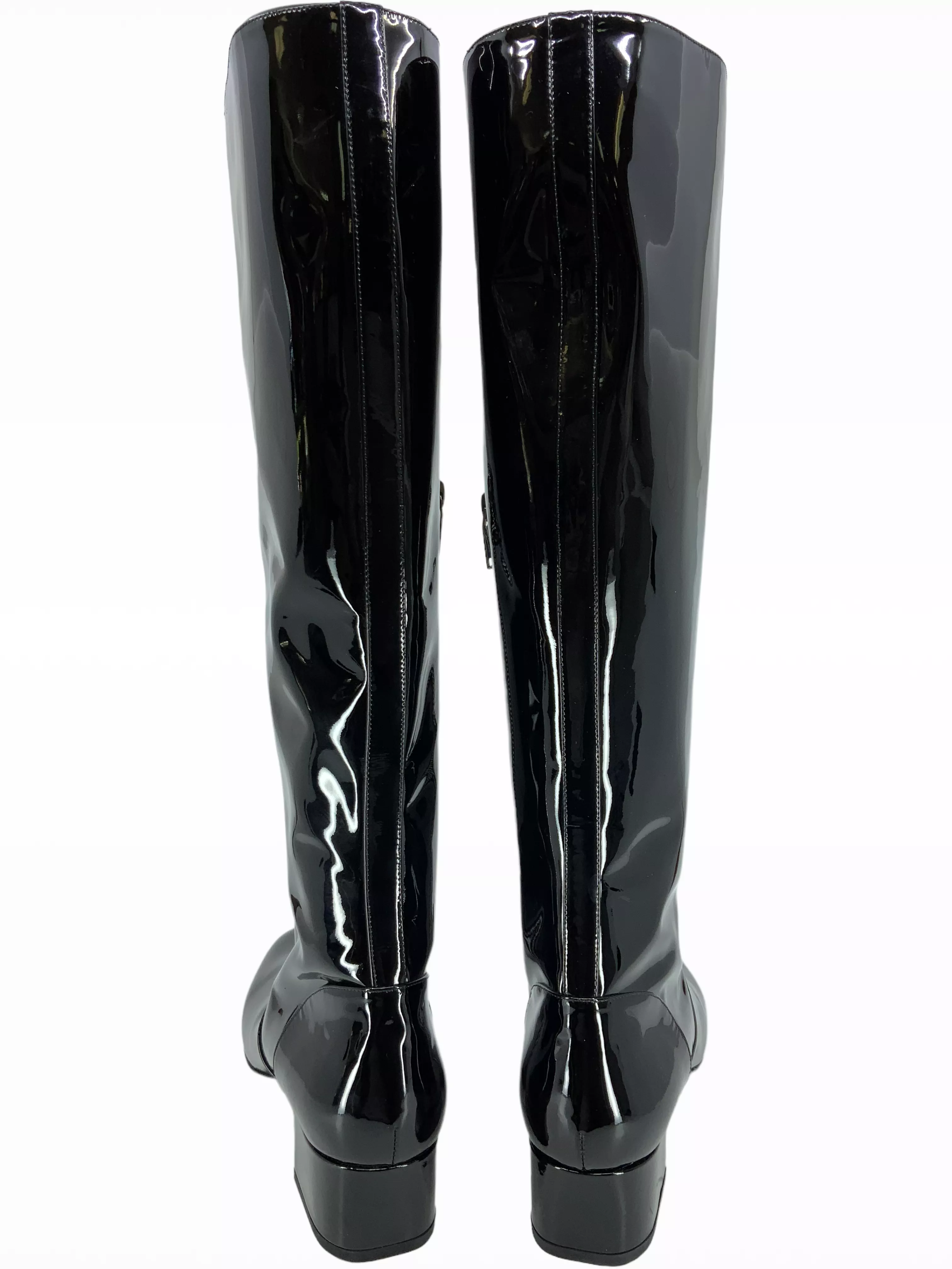 Saint Laurent Patent Leather Mid Calf Boots Size 9