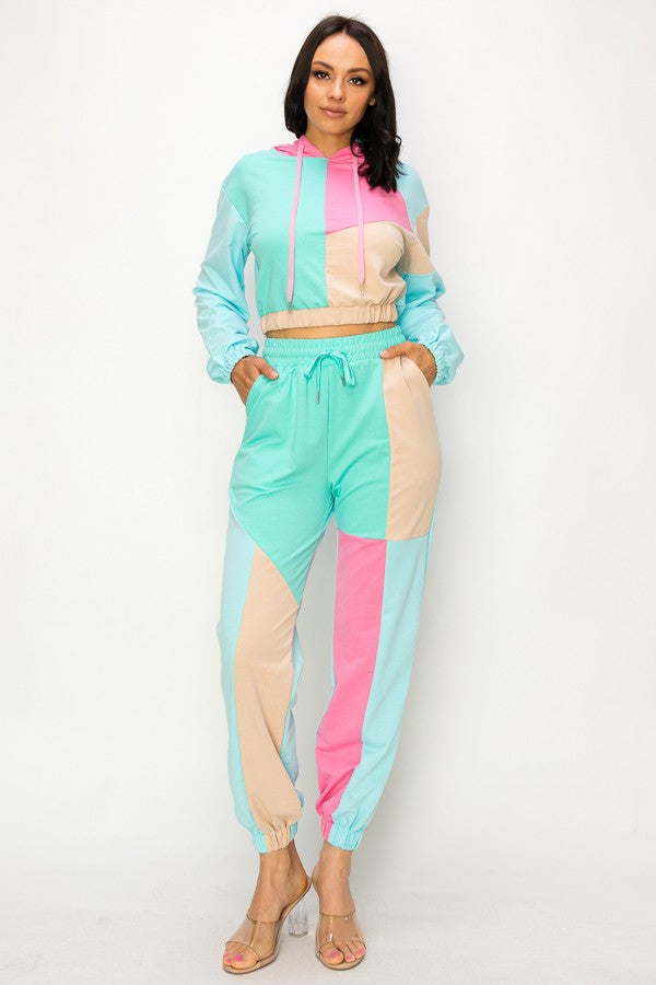 Set color block pants