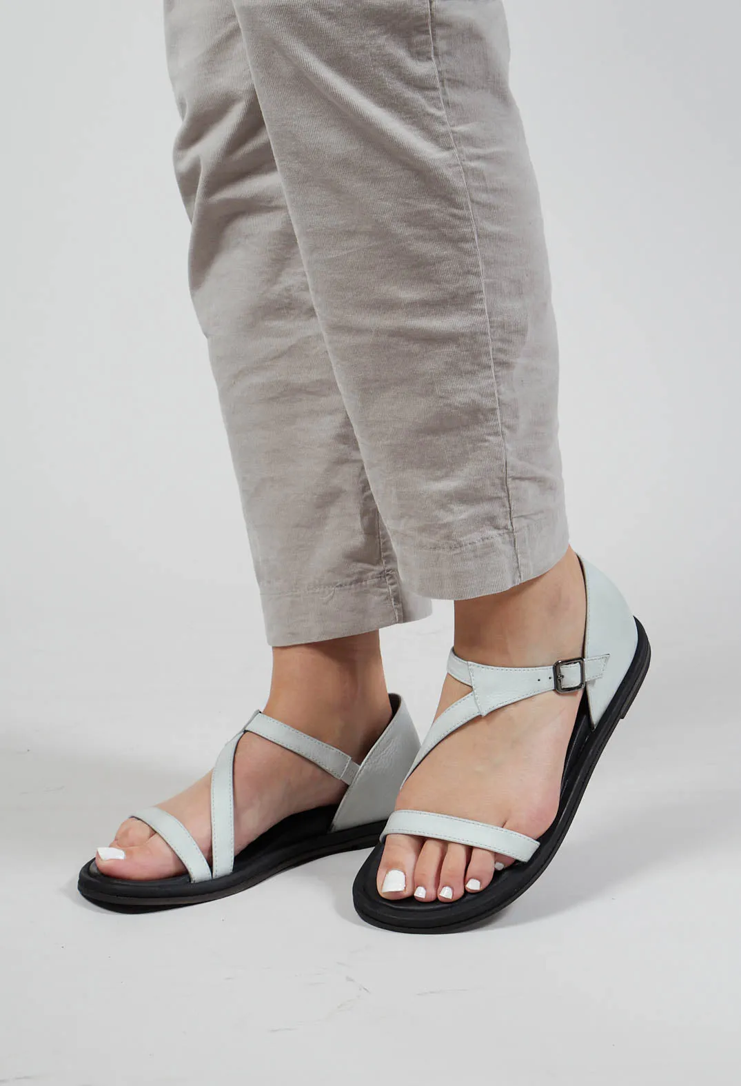 Slim Strap Sandals in Gasoline Bianco Ottico