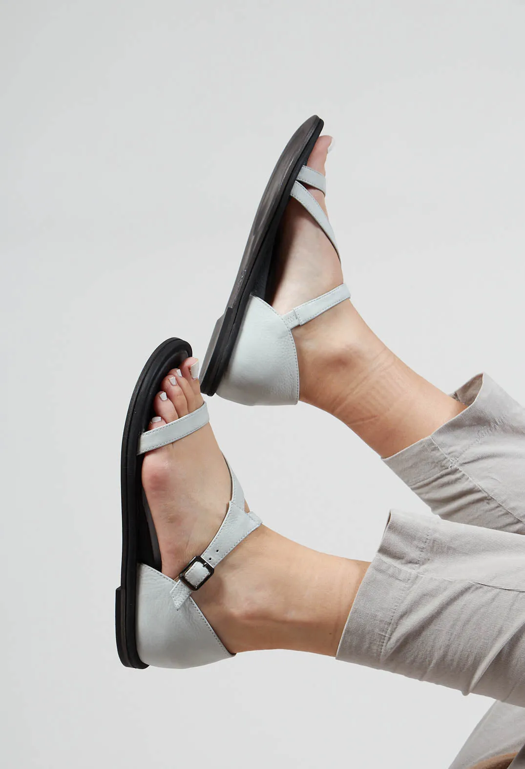 Slim Strap Sandals in Gasoline Bianco Ottico