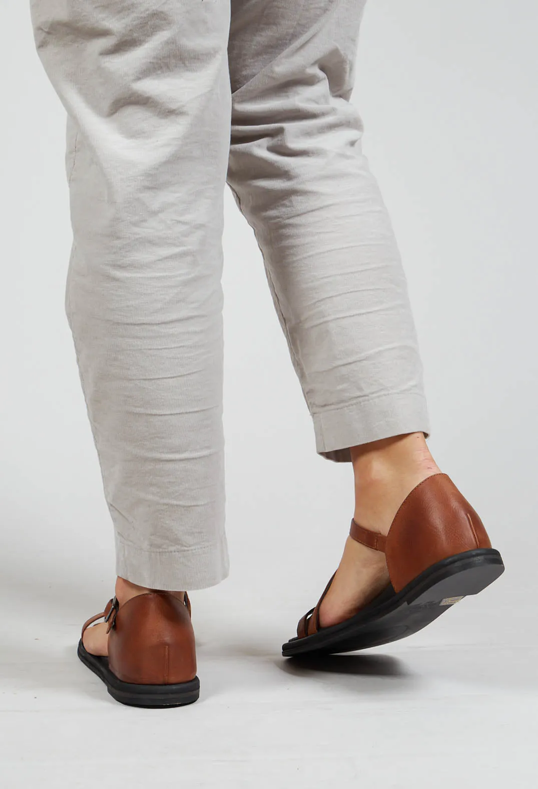 Slim Strap Sandals in Gasoline Cognac