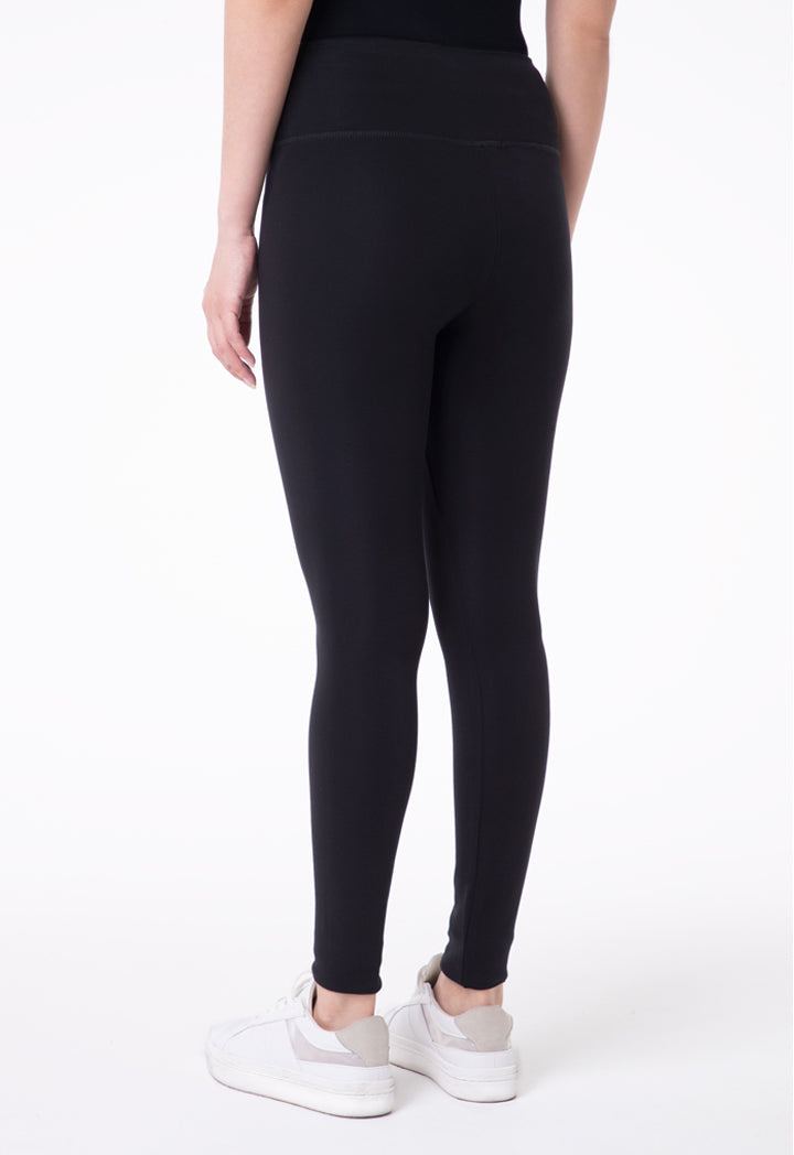 Solid Mid Waist Legging Pants