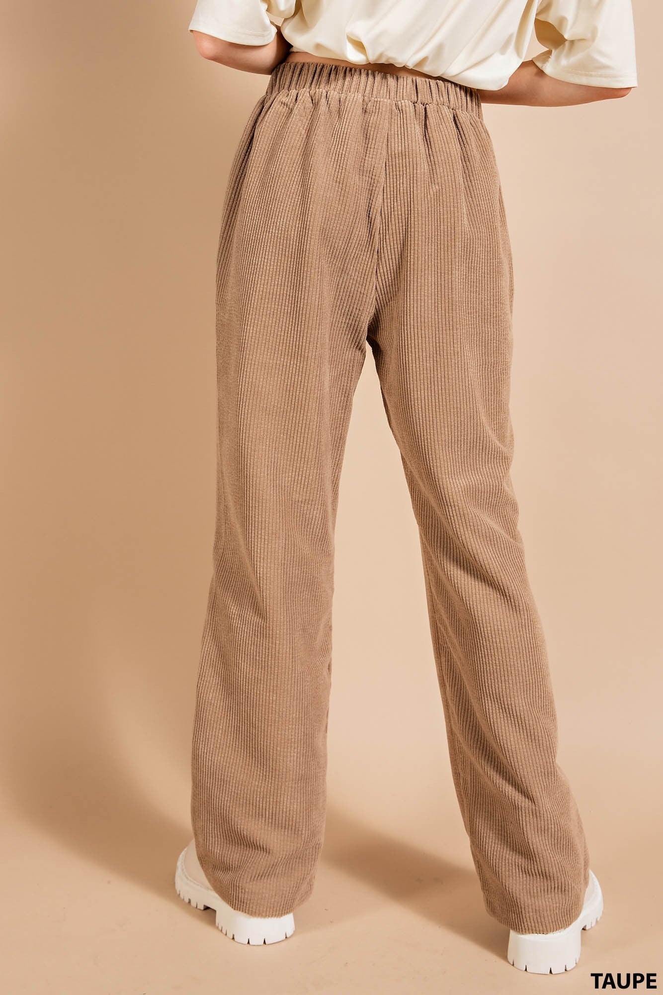 The Angeline Corduroy Pants in Taupe