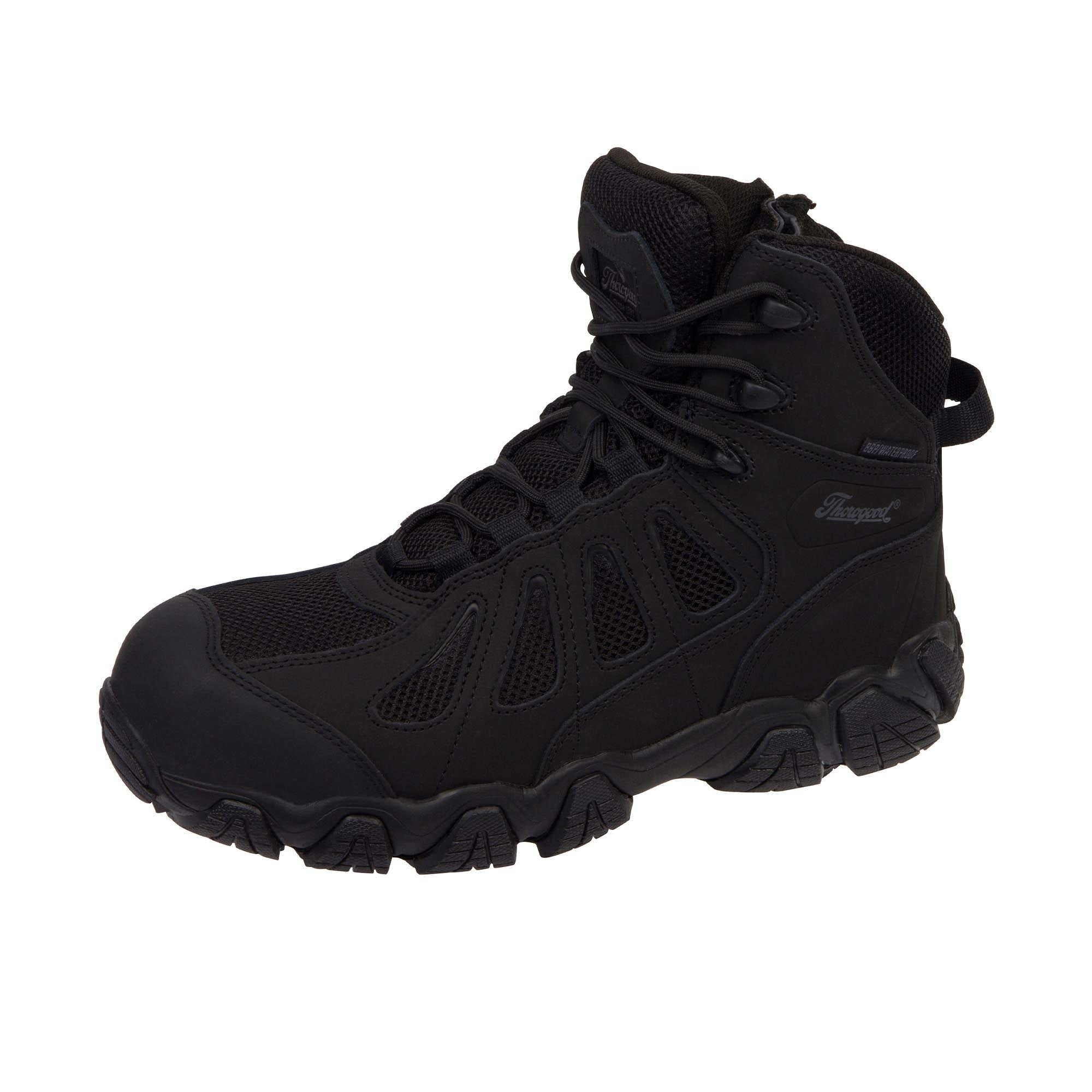 Thorogood Crosstrex Series 6 Inch Side Zip Hiker Composite Toe Black