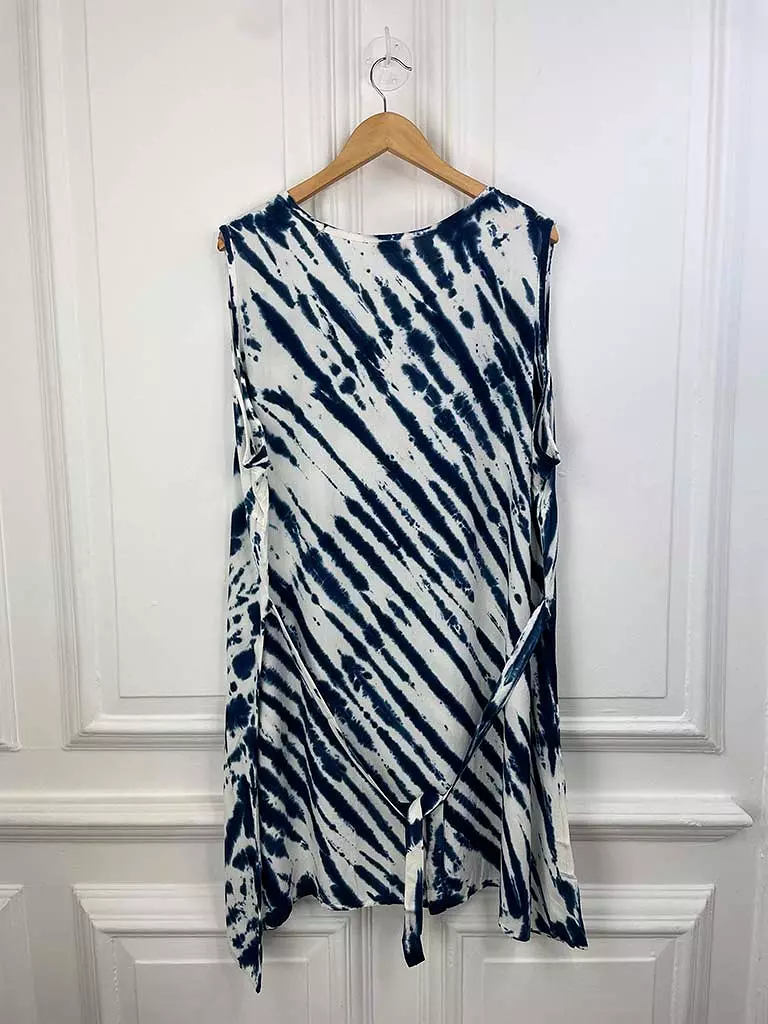 Tie Dye Sleeveless Tunic - Navy