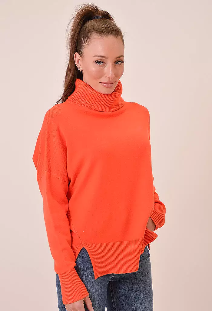 Trento Turtleneck Sweater-Papaya