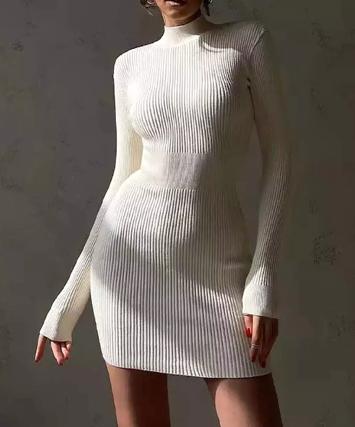 Turtleneck Long Sleeve Slim Mini Dress