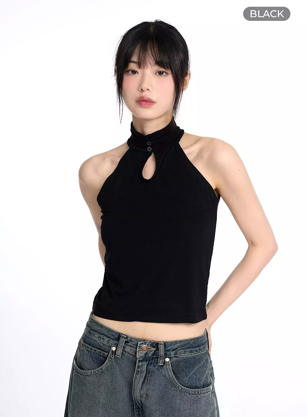 Turtleneck Sleeveless Crop Top CM415