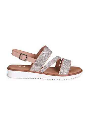 Twinkle Asymmetric Diamante Strap Sandals by Linzi | Look Again