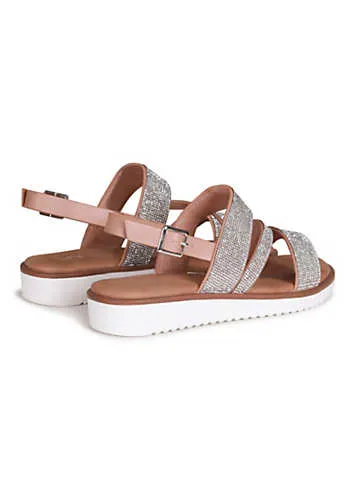 Twinkle Asymmetric Diamante Strap Sandals by Linzi | Look Again