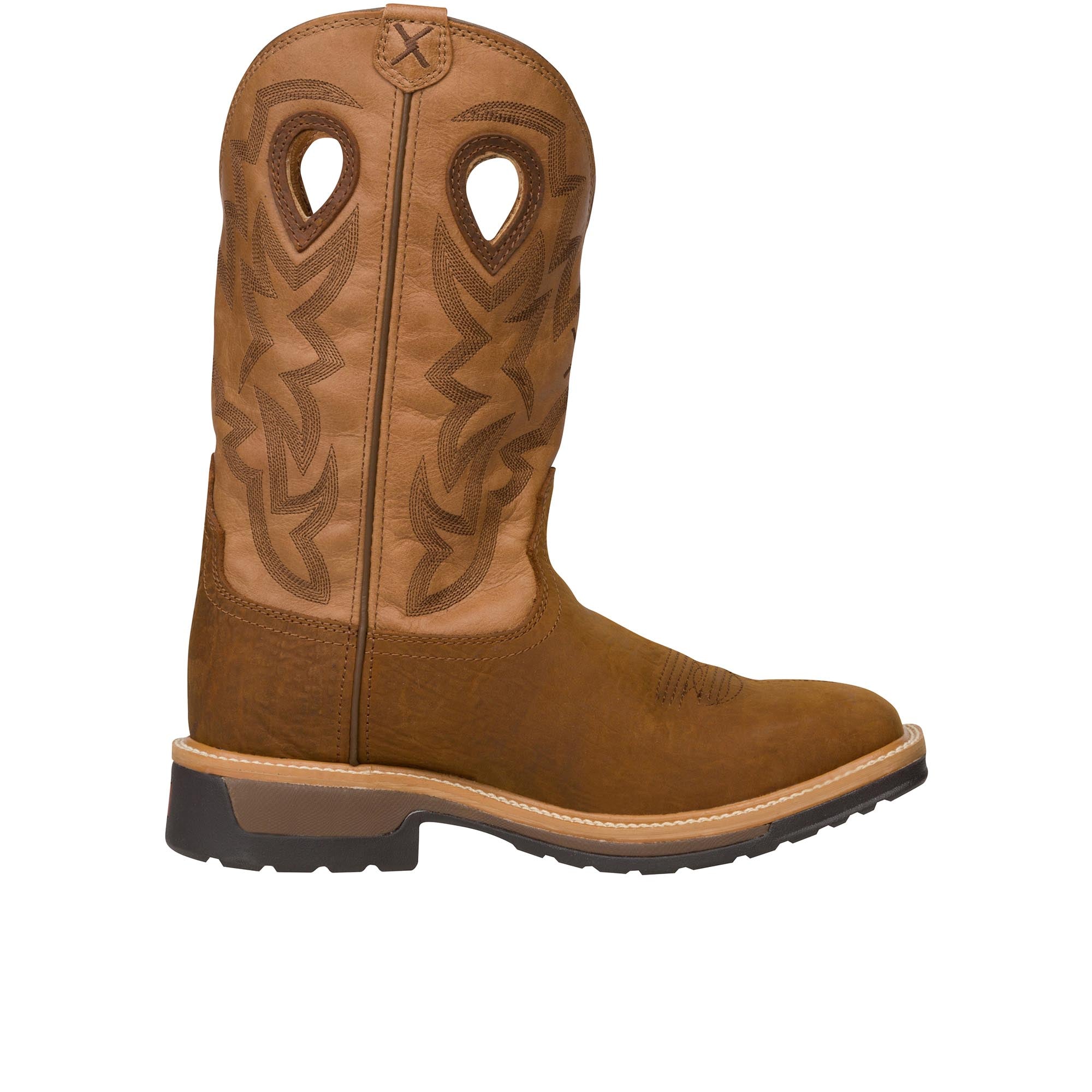 Twisted X 12 Inch Western Work Boot  Soft Toe Dark Brown Tan