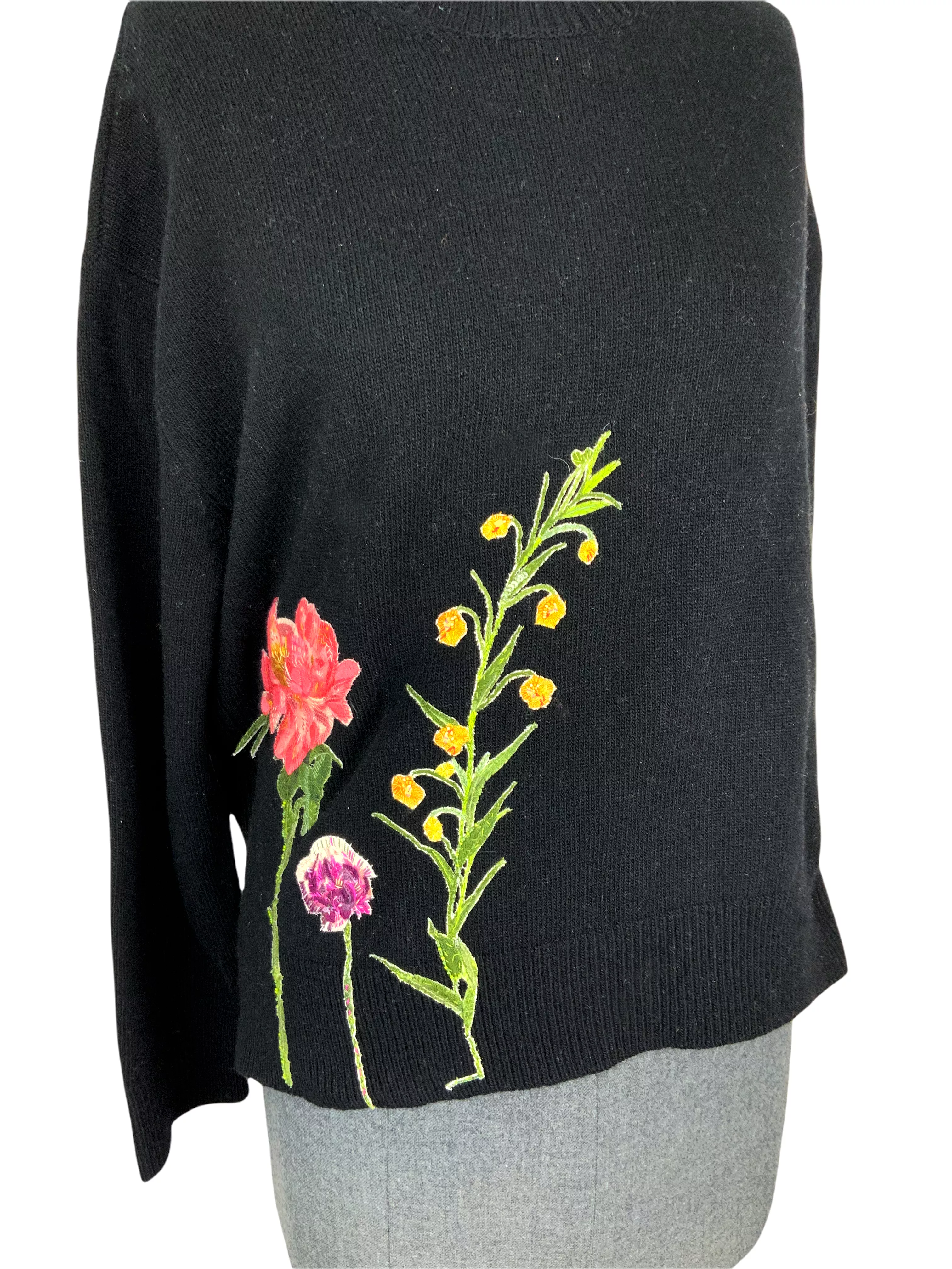 Valentino Floral Applique Jumper Sweater Size XS