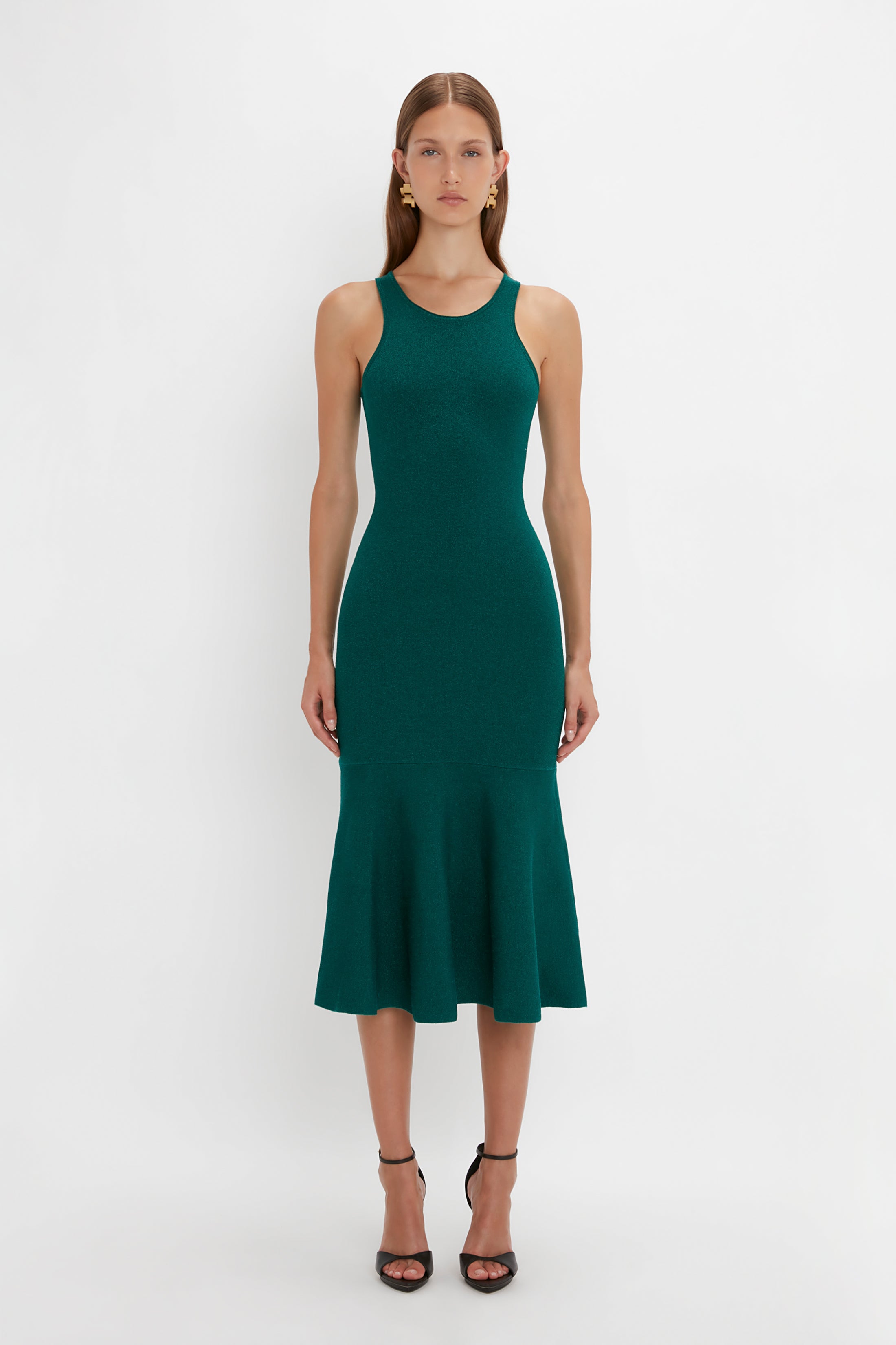 VB Body Sleeveless Dress In Lurex Green