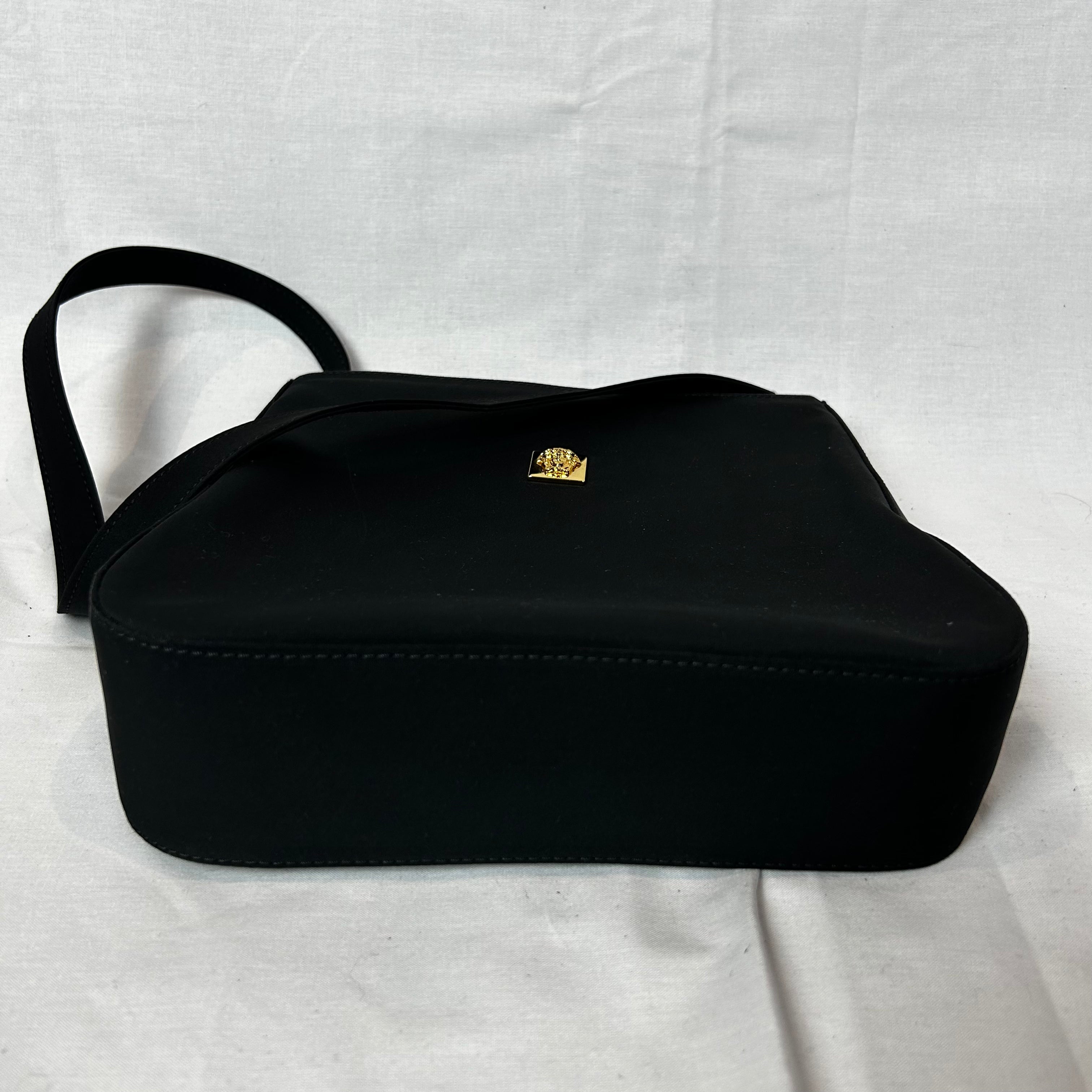 Versace Versus Vintage Black Nylon Medusa Shoulder Bag