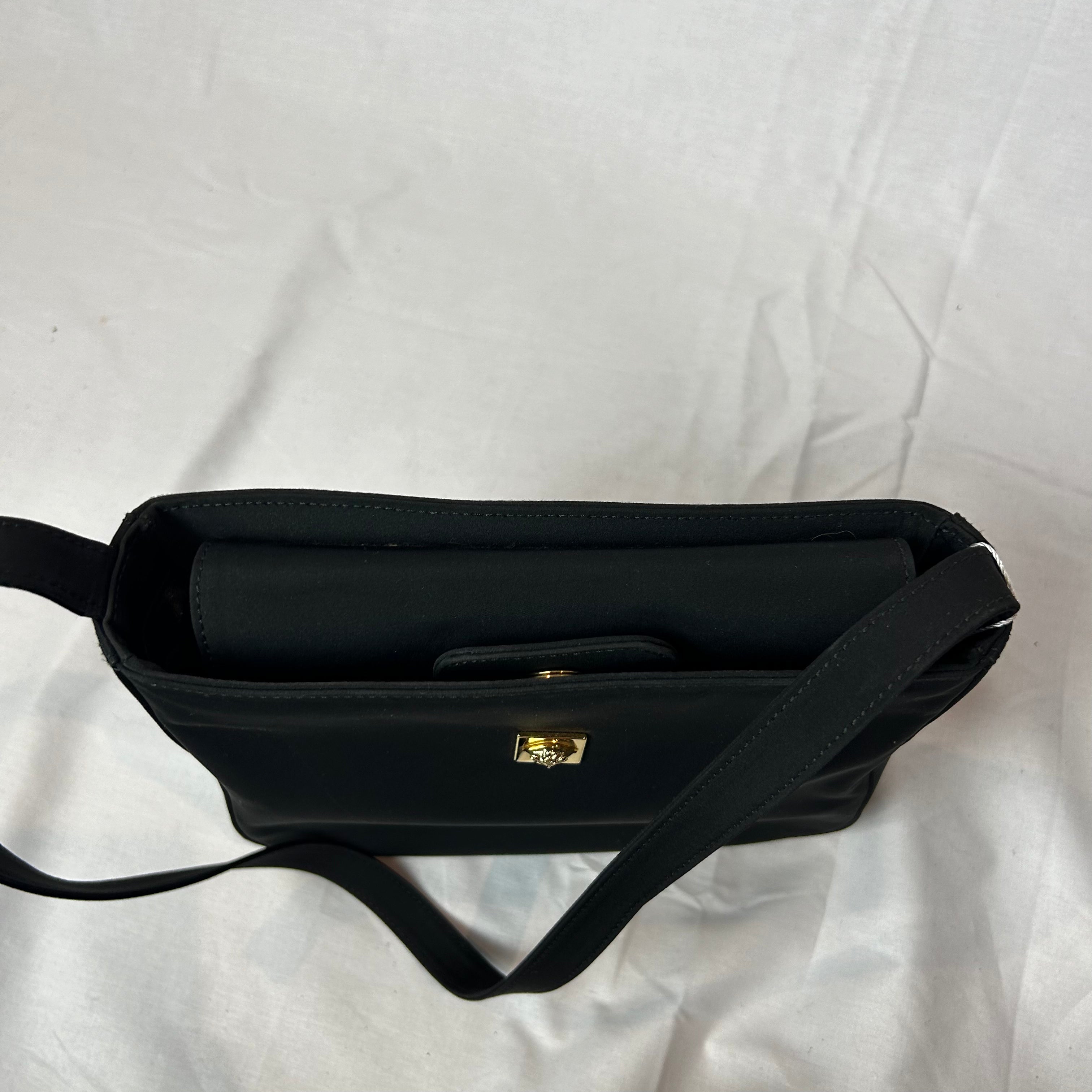 Versace Versus Vintage Black Nylon Medusa Shoulder Bag