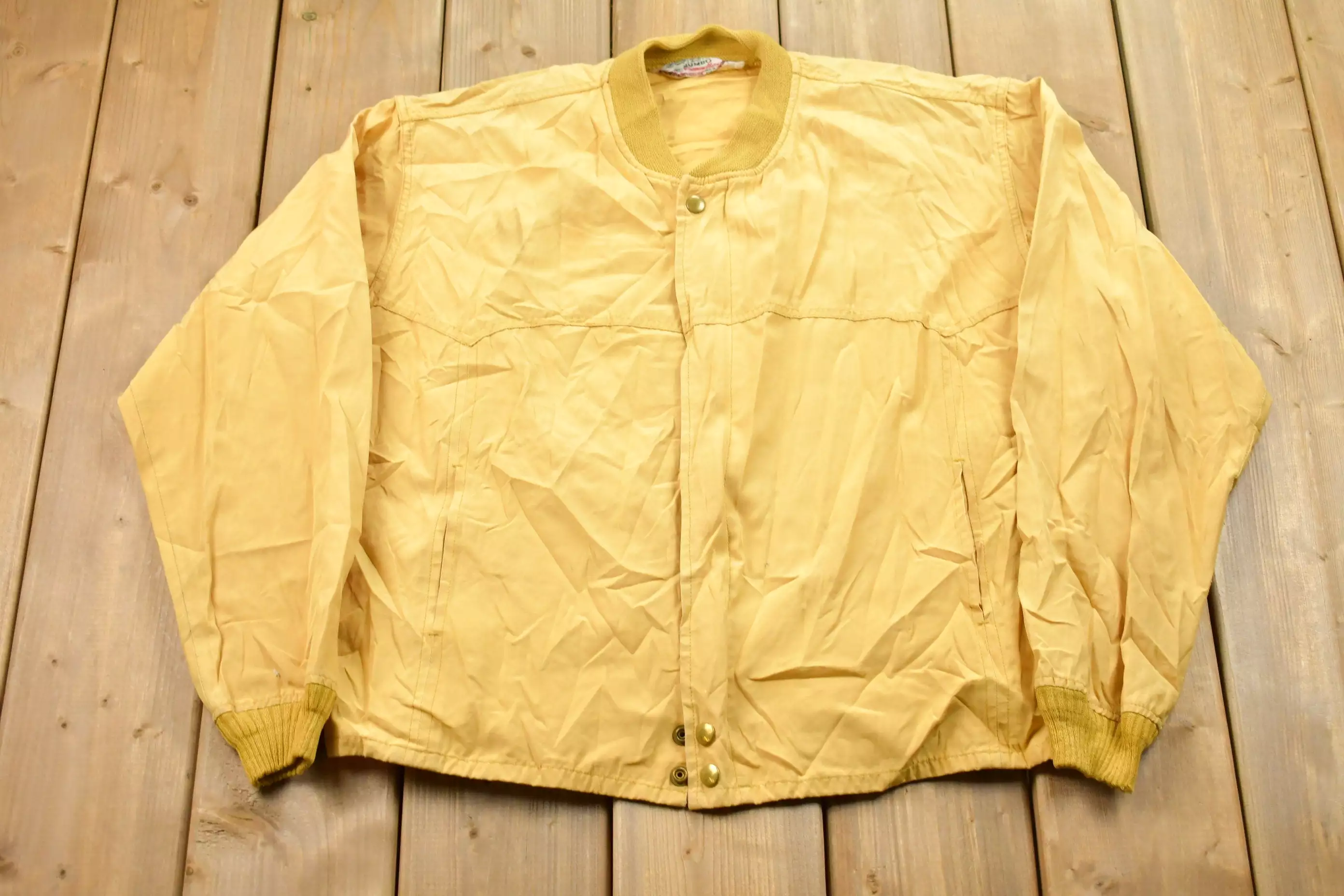 Vintage 1960s Rain Drizzle Bomber Jacket / 60s Bomber / Athletic Spring Summer Sportswear / Streetwear / Athleisure / Yellow Bom