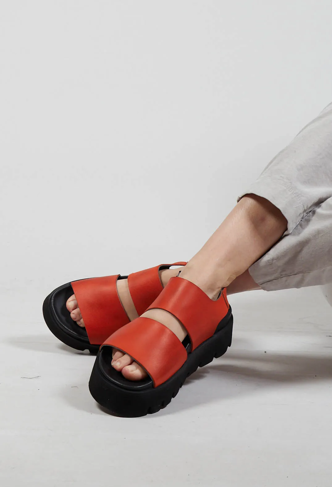 Wide Strap Sandals in Gasoline Zucca