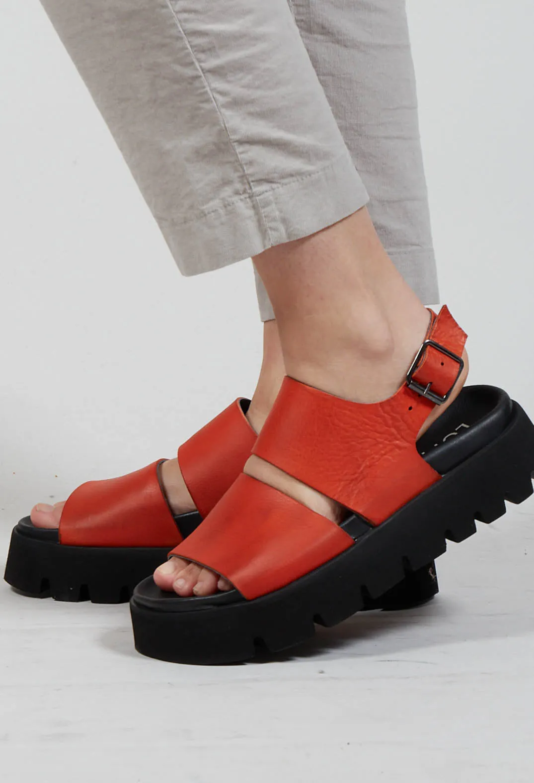 Wide Strap Sandals in Gasoline Zucca