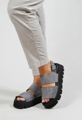 Wide Strap Sandals in London Light Grey