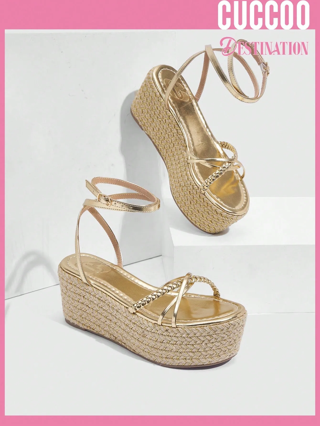 Woman Shoes Fashionable Woven Wedge Sandals With Peep Toe, Waterproof Platform And Thick Sole For Spring And Summer