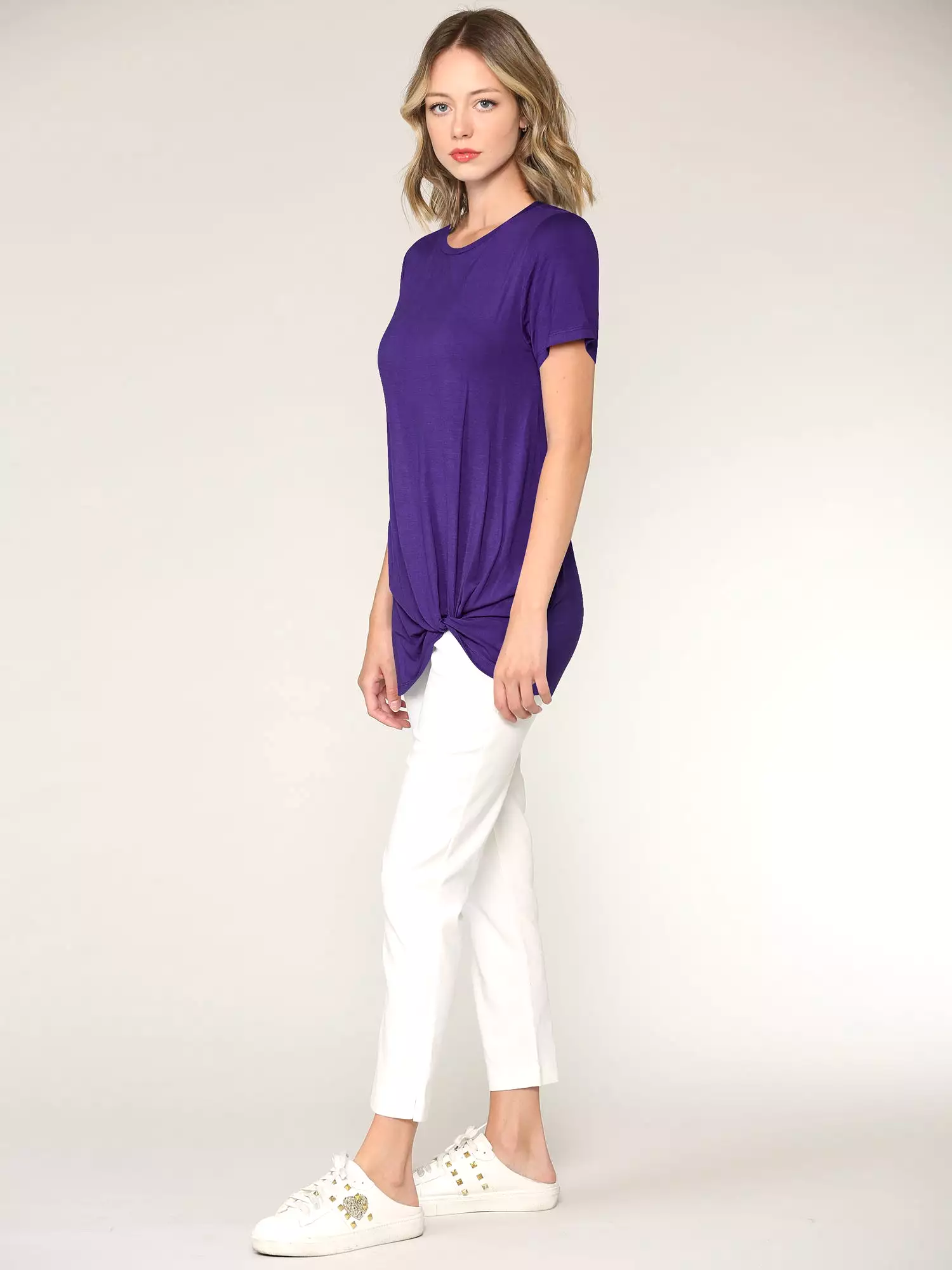 Women's Twist Front Short Sleeve Tunic Tee