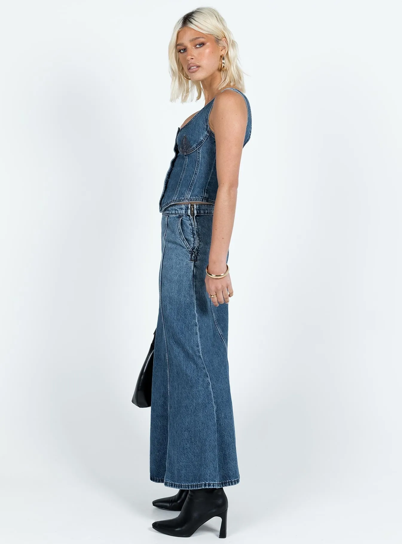 Wyoming Midi Skirt Blue Denim